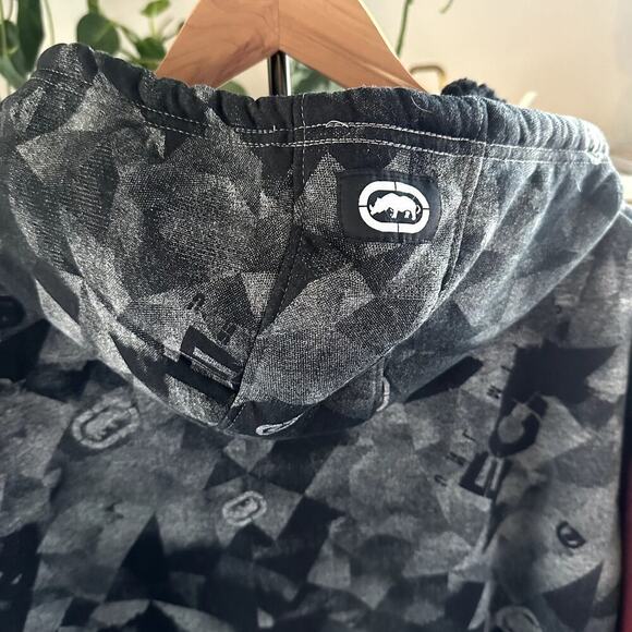 Ecko Unltd Men’s Graphic Zip Hoodie Sherpa Lined Jacket XL Streetwear Black Red - Picture 5 of 9